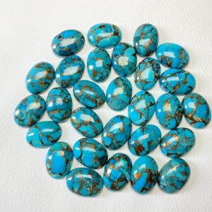 25 Pcs 10x14mm AAA+ Quality Blue Copper Turquoise Oval Cabochon Gemstones | AAA+ Quality Blue Copper Turquoise10x14mm Oval Cabochons Lot |