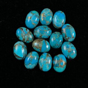 25 Pcs 12x14mm AAA+ Quality Blue Copper Turquoise Oval Cabochon Gemstones | AAA+ Quality Blue Copper Turquoise12x14mm Oval Cabochons Lot |