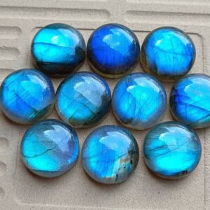 15 Pcs 20mm AAA+ Top Quality Labradorite Round Cabochon Gemstones | AAA+ Top Blue Labradorite 20mm Cabs Lot | # Gems For Big Jewellers