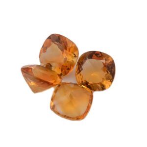 2 Pcs Pair AAA+ Quality Natural Citrine 10mm Cushion Faceted Gemstones |